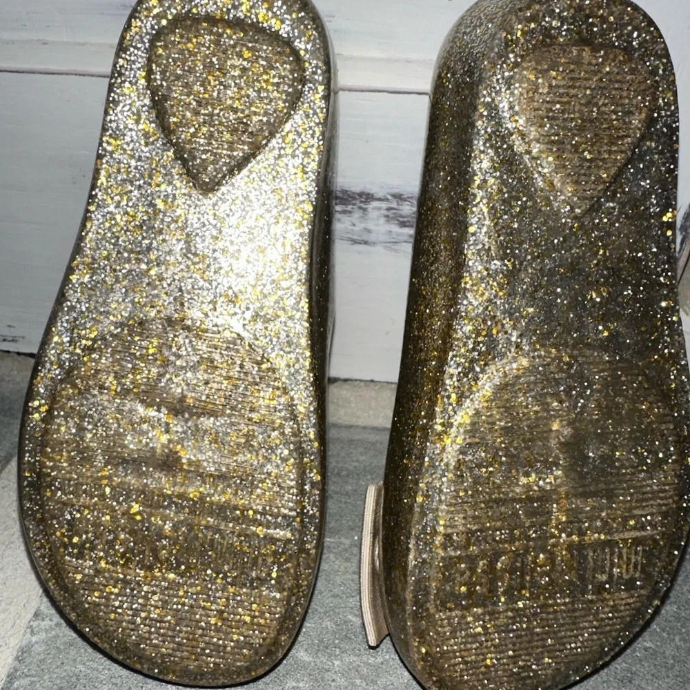 Mini Melissa Glittery Gold Kids Shoes with Bow size 8